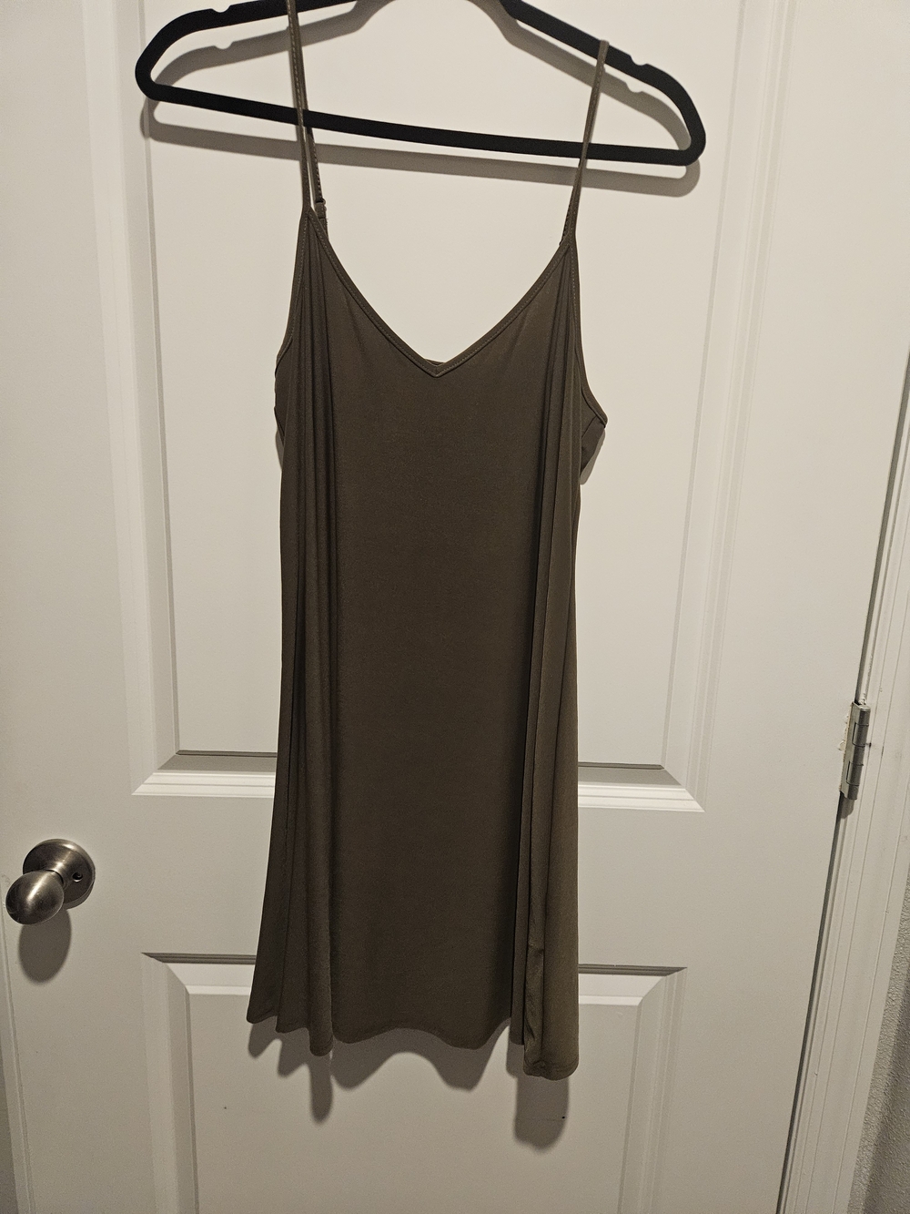 Express Olive Slip Mini Dress with Spaghetti Straps